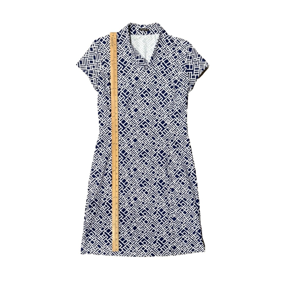 J. McLaughlin Navy and White Geometric Sheath Dress - Picture 6 of 8